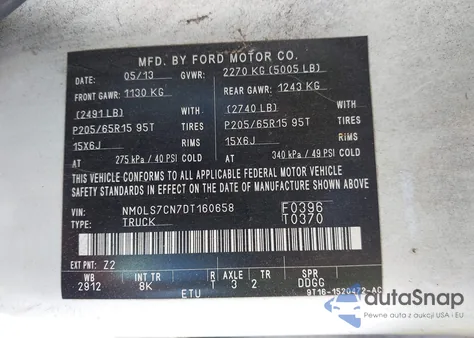 2013 Ford Transit Connect Xl из США, поврежденный, VIN NM0LS7CN7DT160658